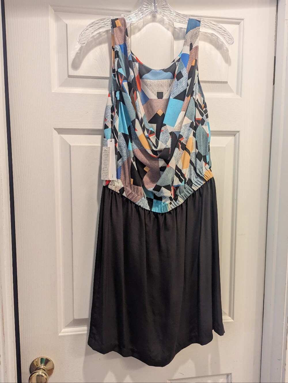 Twelfth Street By Cynthia Vincent Silk Black Abstract Sleeveless Dress Sz M *NWT
